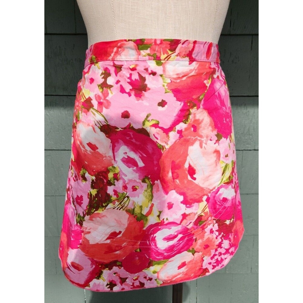 Hats with Heart 100% Cotton Red Pink Floral Apron Made is USA